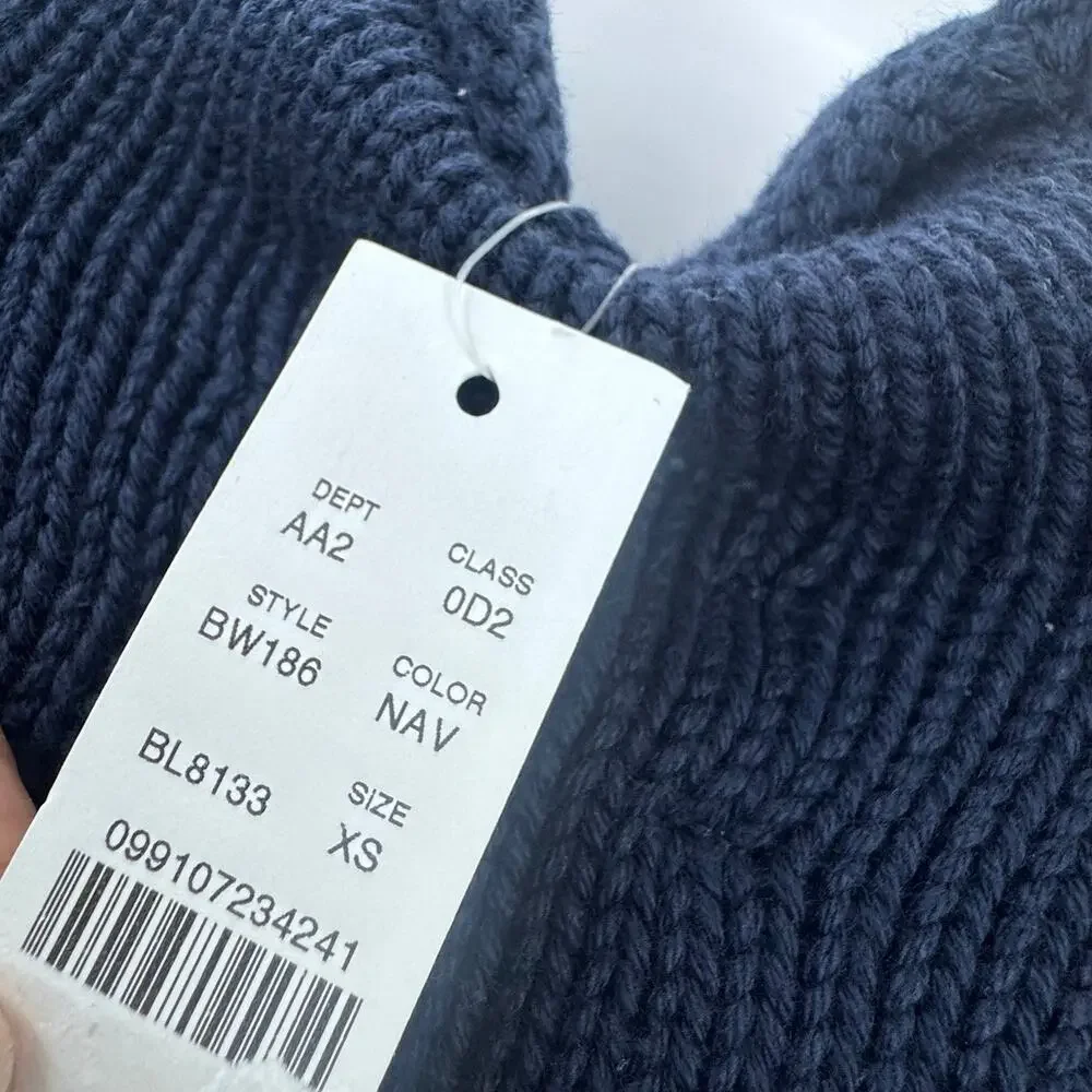 J. Crew Men's 1988 Roll-Neck Sweater in Cotton Long Sleeves Navy Size XS NWT